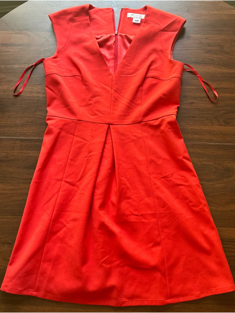 French Connection Bright Red V-Neck Midi Dress